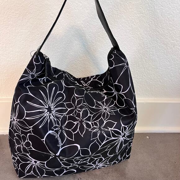 Neiman Marcus Black White floral pink lined tote bag womens lightweight reusable - Picture 4 of 7